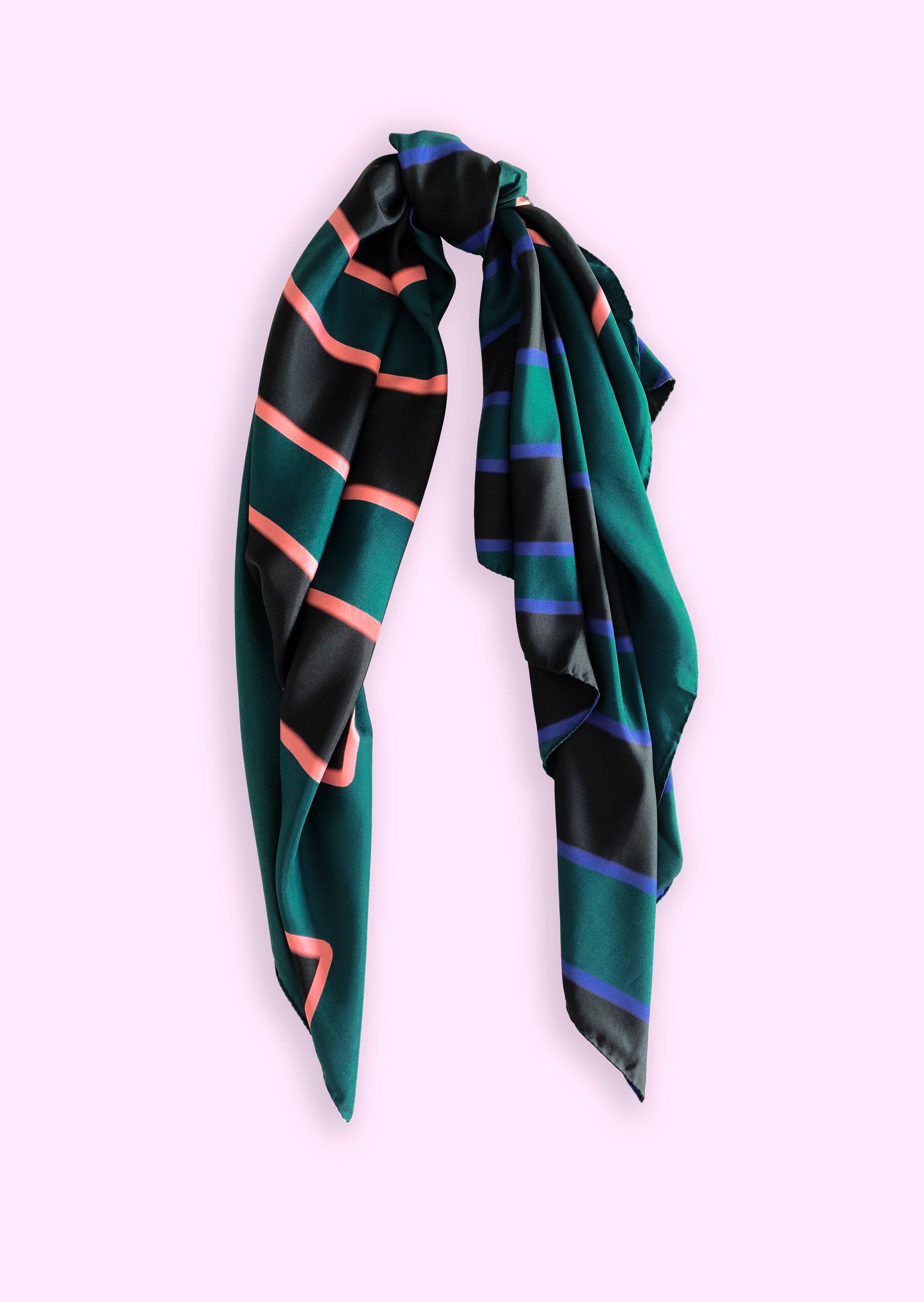 Petrol Green Crêpe de Chine Silk Scarf